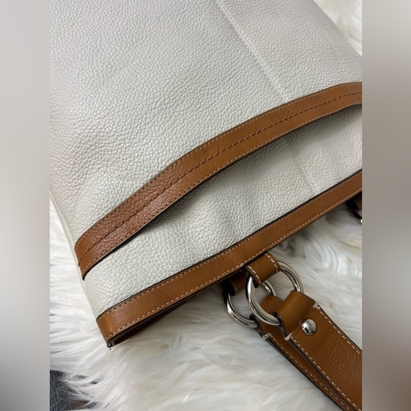 Rare Coach Authentic Penelope Purse F14683 White Cream & Brown Pebble Leather - Picture 10 of 13